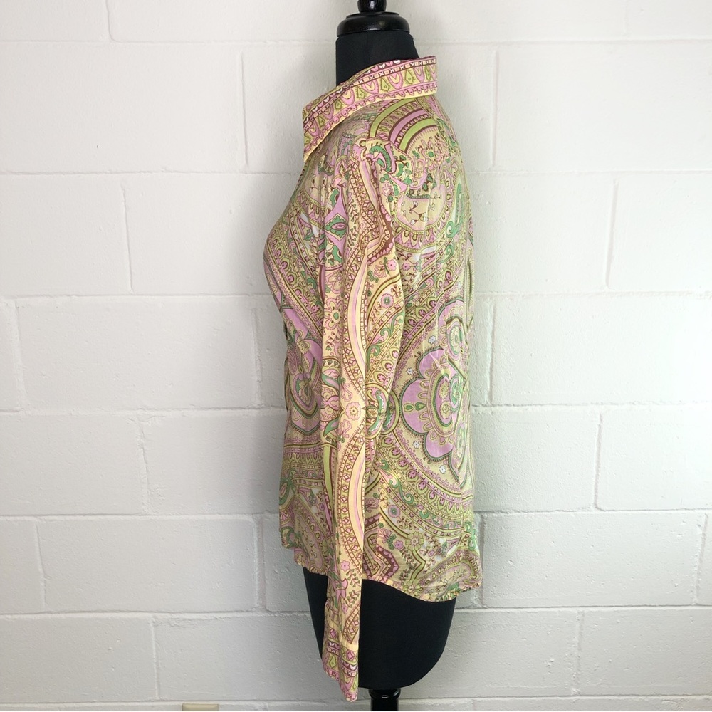 Lucky Brand Paisley Floral Retro Y2K Button Up Shirt - Picture 2 of 7